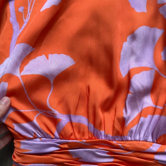 Andres Otalora Heliconia Floral Maxi Dress Ruffle Orange Purple - Size 4 - Picture 10 of 13